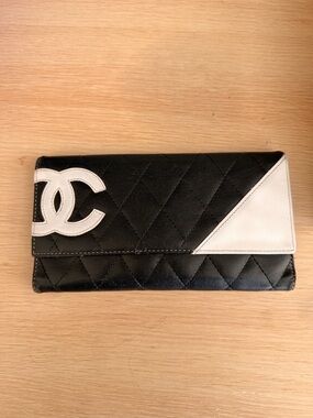 CC Black and White Quilted Leather Continental Wallet